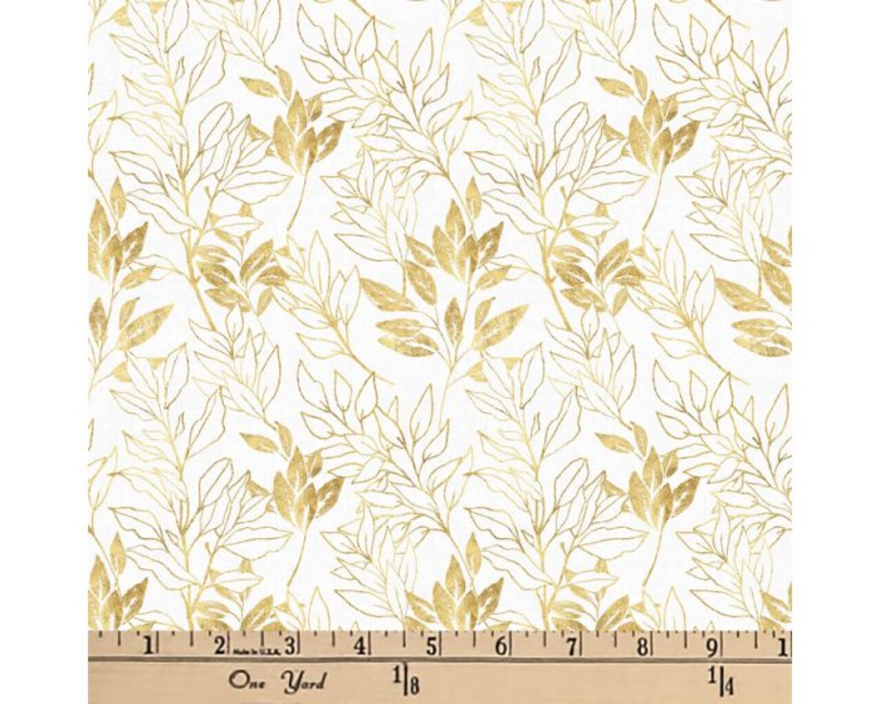 Golden Leaves Cotton Fabric | By the Yard | Sewing and Crafting | 44 inches wide